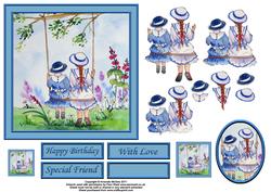 Swing in Time 6x6 Square Card Front with Decoupage