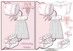 Baby Girl Christening Envelope Card with Decoupage