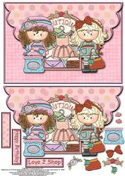 Chloe and Friend Just Love to Shop Envelope Card with Decoup