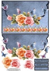 Roses and Butterflies Envelope Card with Decoupage