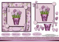 Lilac Tulips 6x6 Square Card Front with Decoupage