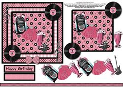 Fabulous 50's 6x6 Square Card Front with Decoupage