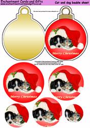 Cat and Dog Bauble Shaped Card