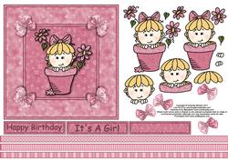 Baby Daisy in Flowerpot 6x6 Square Card Front with Decoupage