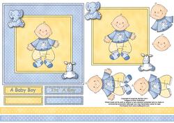 Baby Boy with His Animal Friends 6x6 Card Front with Decoup