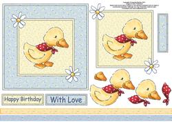 Duck with Red Scarf 6x6 Square Card Front with Decoupage