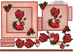 Sweet Strawberry 6x6 Square Card with Decoupage