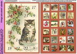 Christmas Vintage Cats Advent Calendar Card