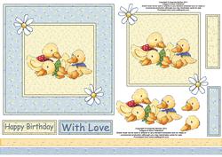 Family of Ducks 6x6 Square Card Front with Decoupage