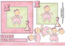 Baby Girl with Her Elephant and Giraffe 6x6 Square Card