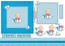 Sailor Boy 6x6 Square Card Front with Decoupage