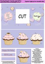 Cupcake Tripple Picture Moveable Sheet