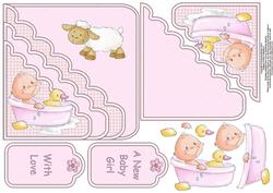 Baby Girl in Bath 6x6 Pocket Tag Card Sheet