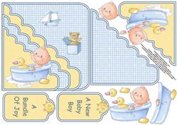 Baby Boy in Bath 6x6 Pocket Tag Card Sheet