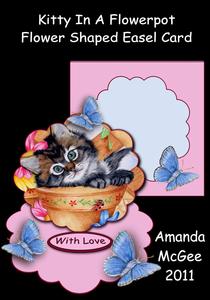 Kitty in a Flowerpot Flower Shaped Easel Card Kit