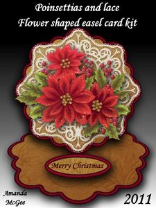 Poinsettias and Lace Flower Shaped Easel Card Kit