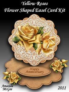 Yellow Roses Flower Shaped Easel Card Kit