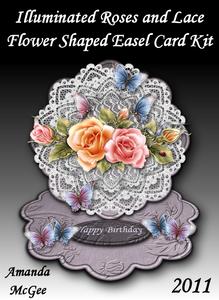 Illuminated Roses and Lace Flower Shaped Easel Card Kit