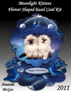 Moonlight Kittens Flower Shaped Easel Card Kit