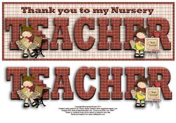 Thank You to My Nursery Teacher Large Dl Word Card