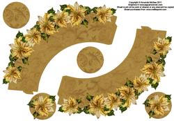 Golden Poinsettias Cupcake Wrappers with Toppers