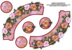 Pink Pansies Cupcake Wrappers with Toppers