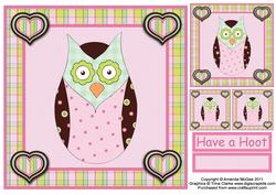 Paisley Owl 8x8 Card Front with Additional Toppers