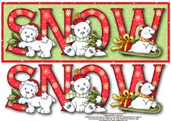 Polar Bear Friends Snow Large Dl Card Front with Decoupage