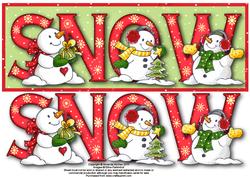 Snowpeople Playing Snow Large Dl Word Card with Decoupage