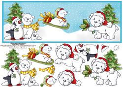 Playing Polar Bears Large Dl Card Front with Decoupage