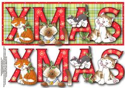 Christmas Kitties Xmas Large Dl Word Card with Decouapge