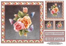 Roses and Butterflies 8x8 Topper Sheet