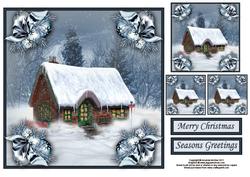 Christmas Cottage 8x8 Topper