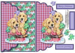 Puppies in a Bucket Envelope Card with Decoupage