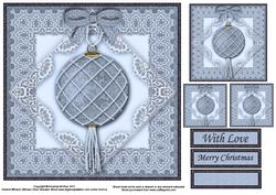 Blue Bauble 8x8 Square Topper Sheet