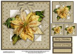 Golden Poinsettia 8x8 Topper Sheet