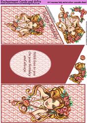 Art Nouveau Lady Cascade Sheet