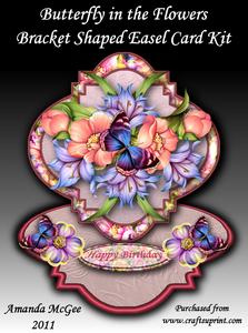 Butterfly in the Flowers Bracket Shaped Easel Card Kit
