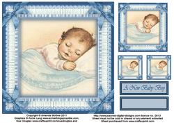 Vintage Baby Boy with Broderie Anglaise Frame