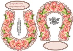 Pink Flowers Wedding Horseshoe Topper or Keepsake