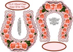 Peach Roses Wedding Horseshoe Keepsake or Toppers