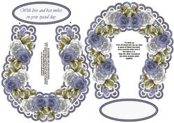 Blue and White Roses Keepsake Horseshoe or Toppers
