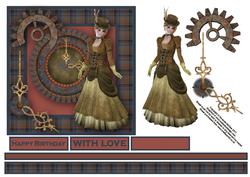 Steampunk Beauty 6x6 Card Front with Decoupage