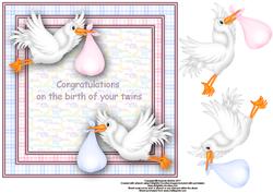 One of Each Twins 8x8 Square Card Front with Decoupage