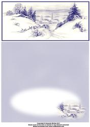 Blue Christmas Scene Dl a Card in One