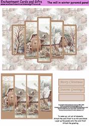 The Mill in Winter Pyramid Panel