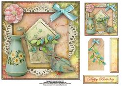 Pretty Birdhouse 8x8 Topper