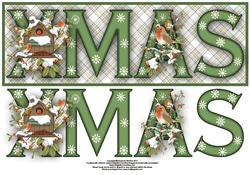 Christmas Robins Xmas Large Dl Word Card with Decoupage
