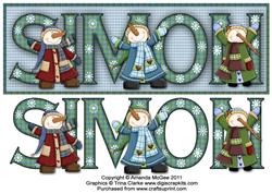 Snow Friends Simon Large Dl Name Card with Decoupage