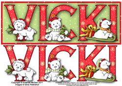 Polar Bear Friends Vicki Large Dl Name Card with Decoupage